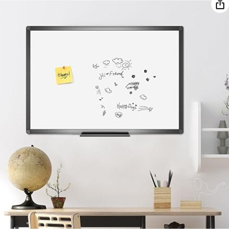 VIZ-PRO Magnetic Dry Erase Board, 48 x 36 Inches, Black Aluminium Frame