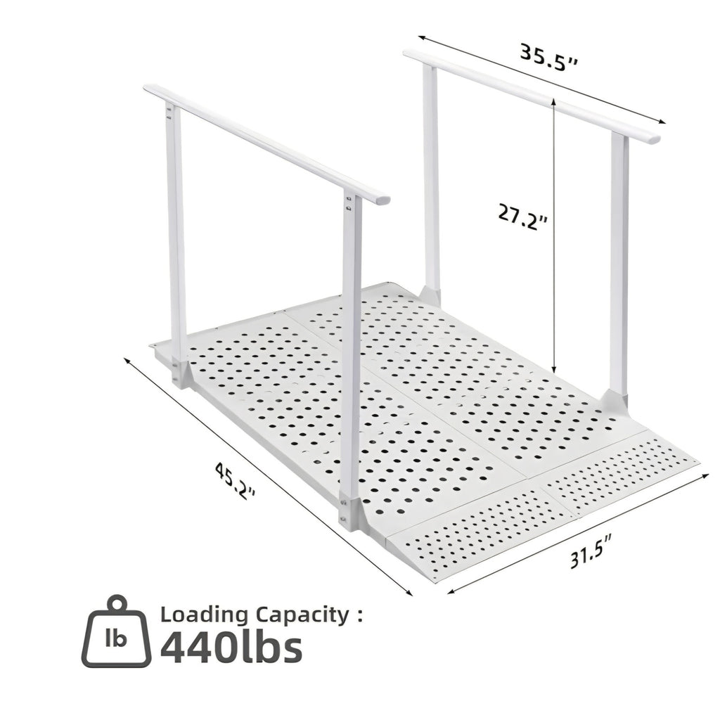 Folding Ramp with Handrails for 5-12" Rise, Heavy Duty Ramp with Adjustable Flap