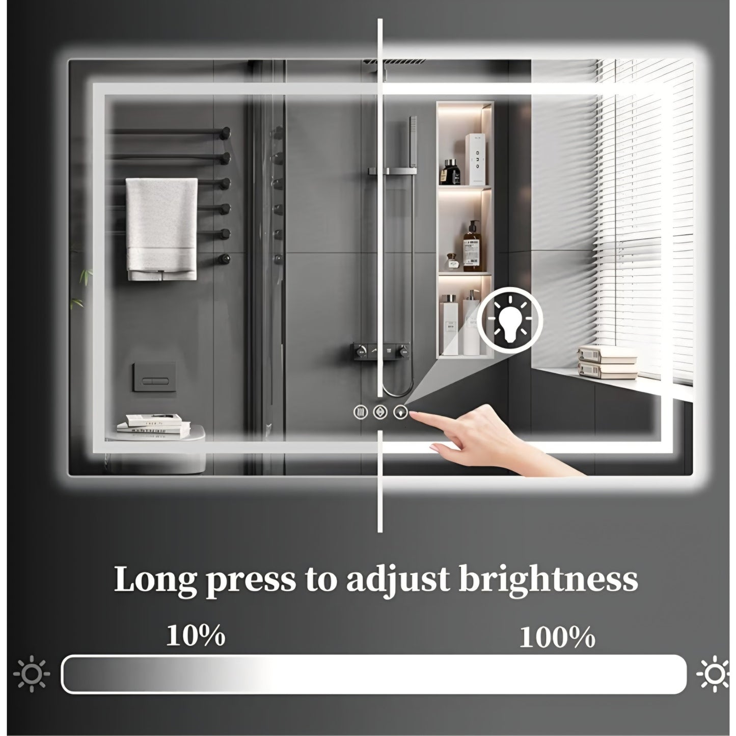 40x60 LED Bathroom Mirror, Backlit + Front Lit, LED Bathroom Mirror with Lights for Wall, 3 Colors