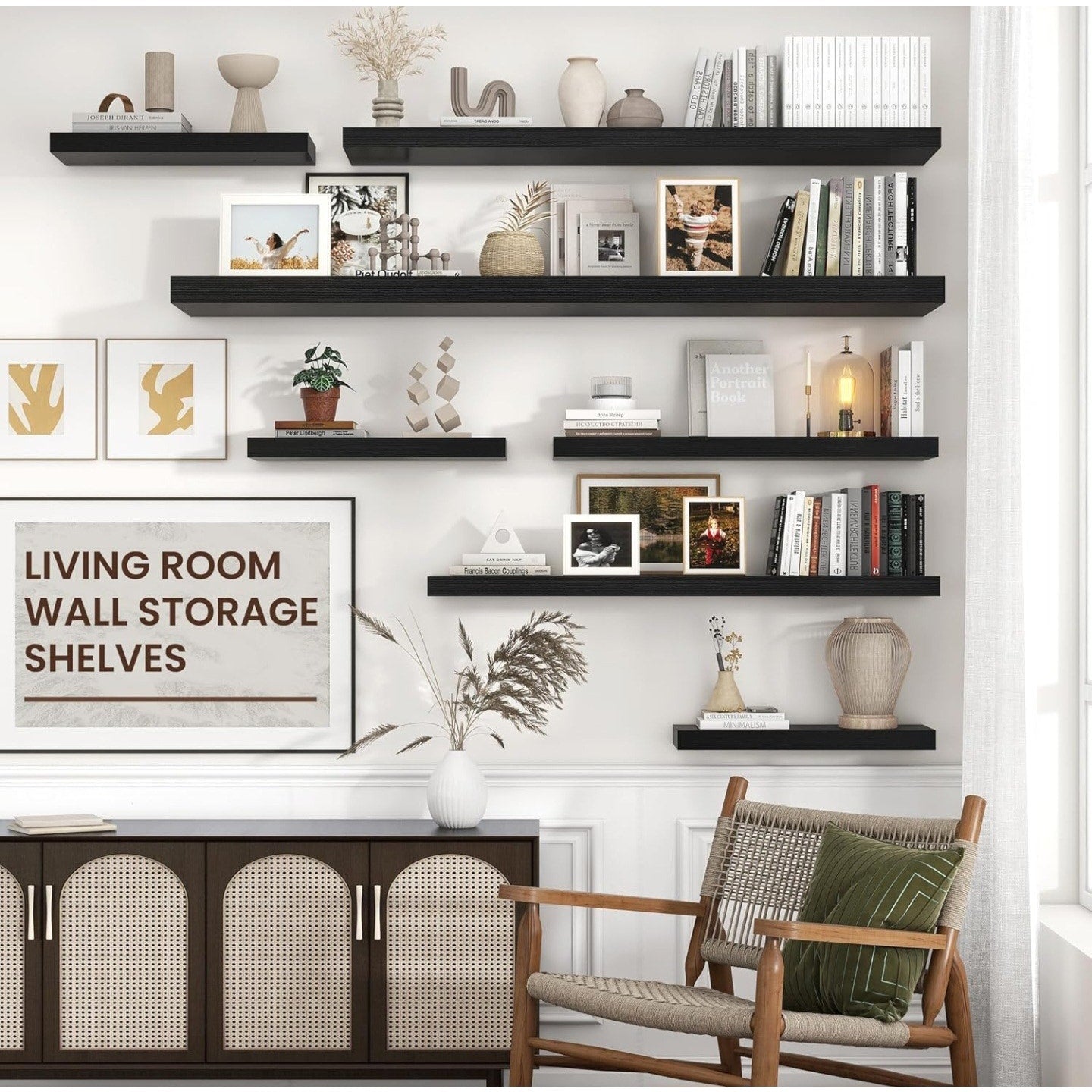 Large Floating Shelves for Wall, 72" W x 11.6" D x 2" H, 1 Pack of Long Wall Mounted Engineered