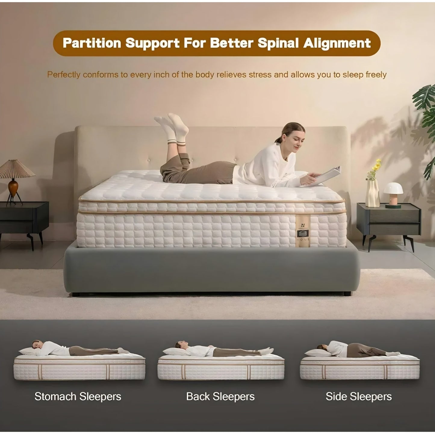 King Size Mattress, 12 Inch Hybrid King Mattress in a Box, Medium Firm Mattresses with Memory Foam