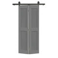 2 Panel Shaker Hollow Core Light Gray Composite Bi-Fold Door with Sliding Barn Door