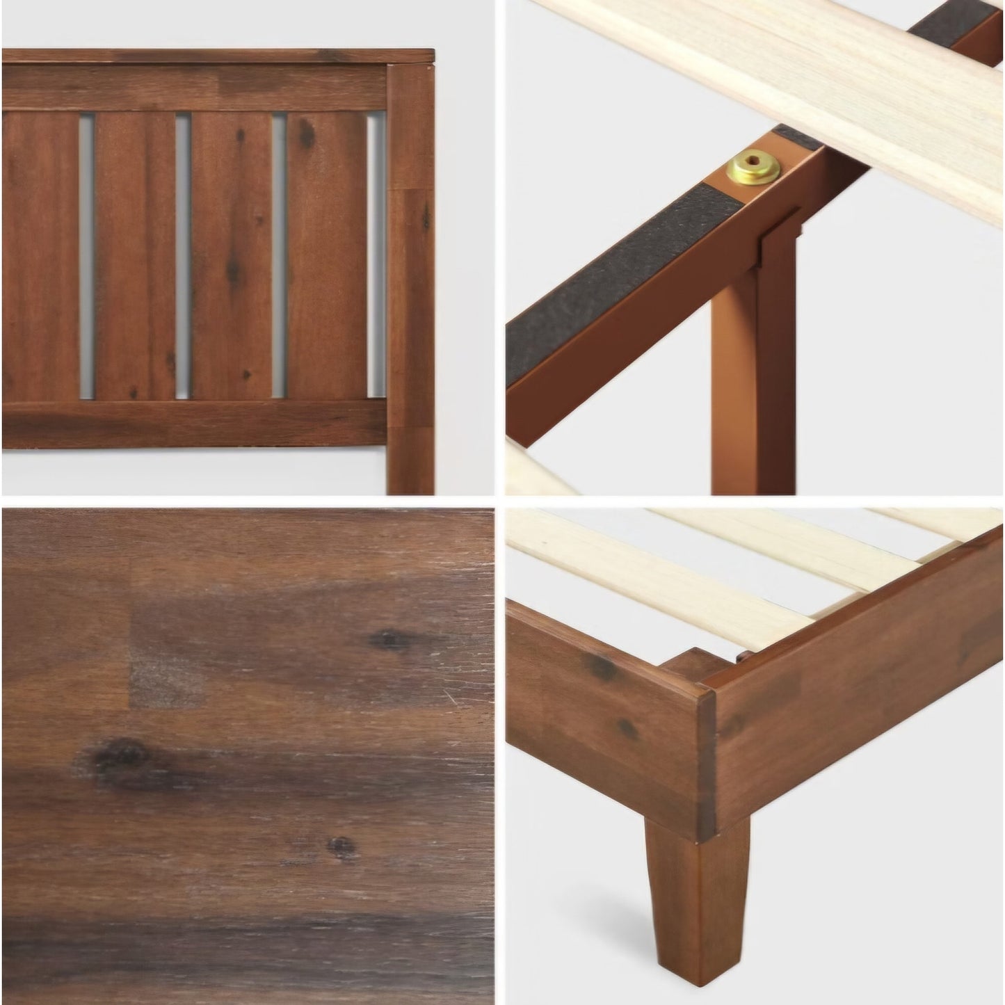 King Zinus Vivek Deluxe Wood Platform Bed Frame with Headboard, Slatted Headboard Wood Slat Support