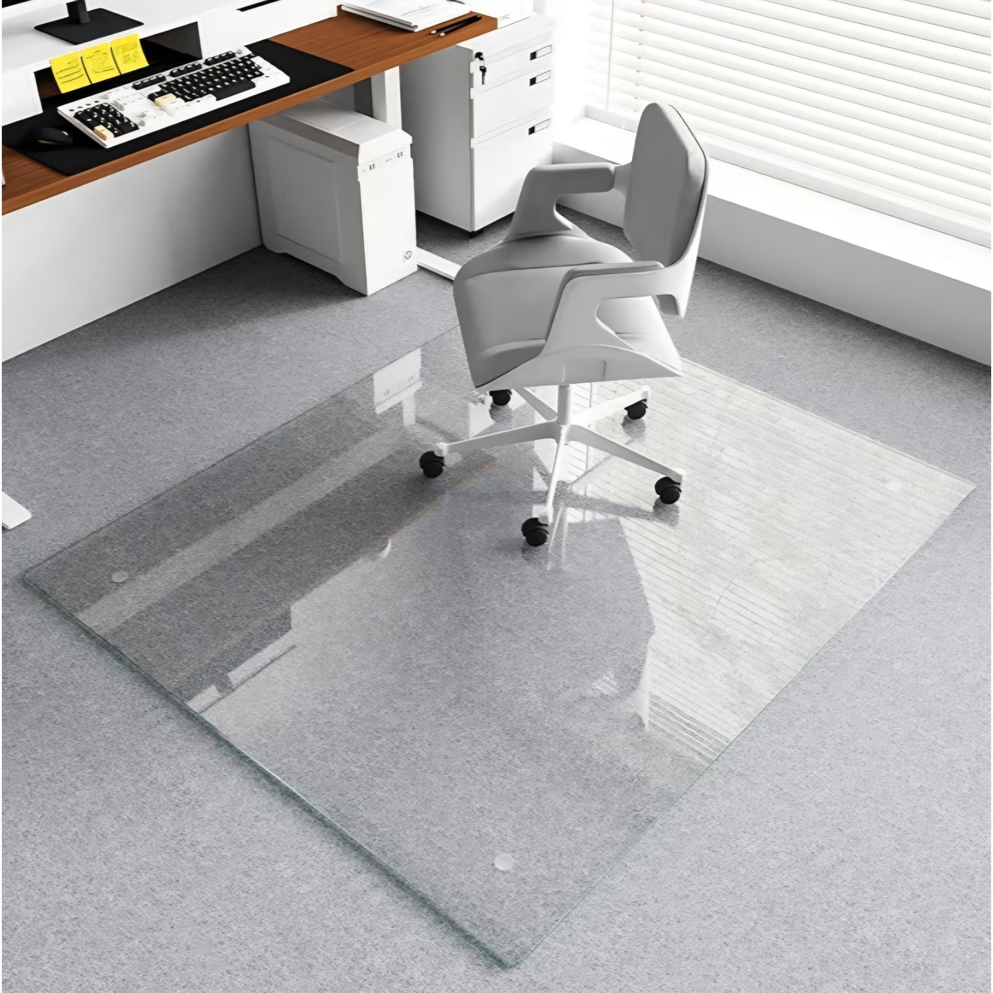 Koonmi Chair Mat for Carpet, Tempered Glass 46"x55" Office Chair Mat, Glass Floor Mat Protector
