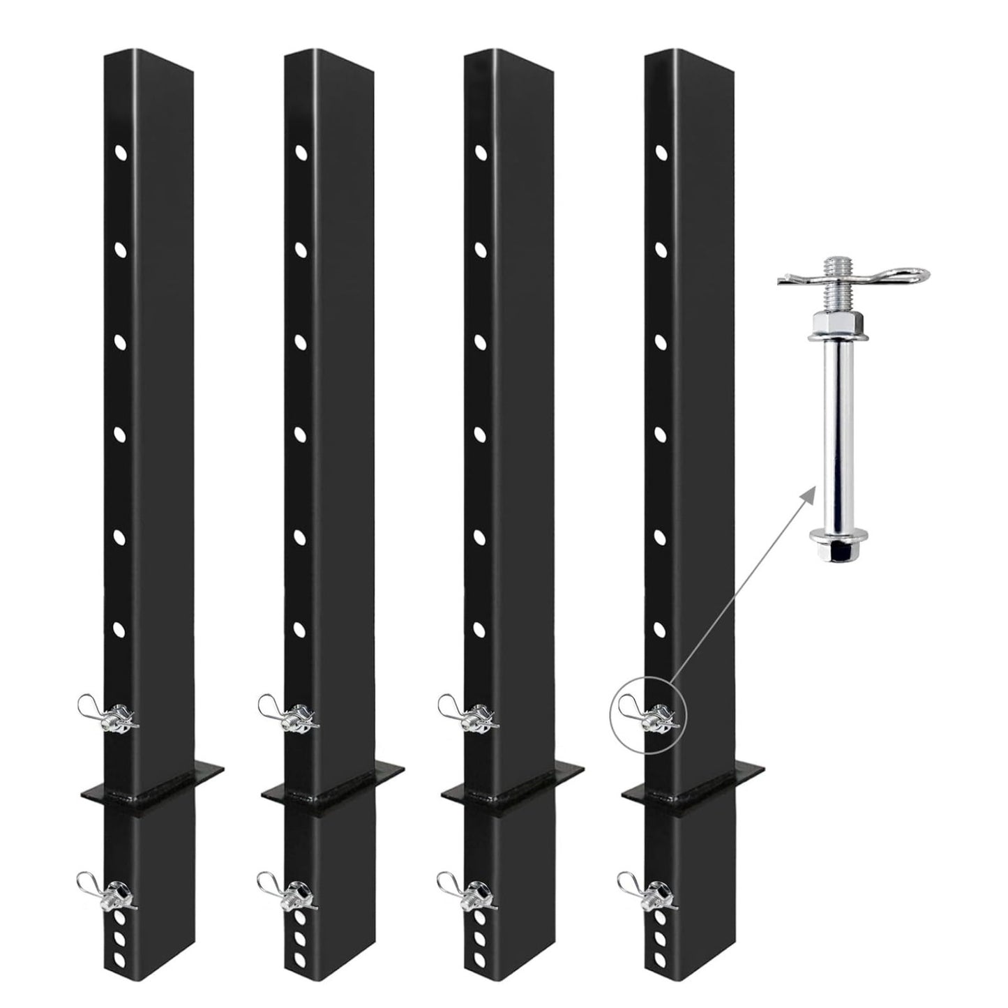 4Pack 54" C Channel Pipe Stake for Flatbed Trailer Hauler Adjustable Bolt-On Anti-Loss, 54 inch
