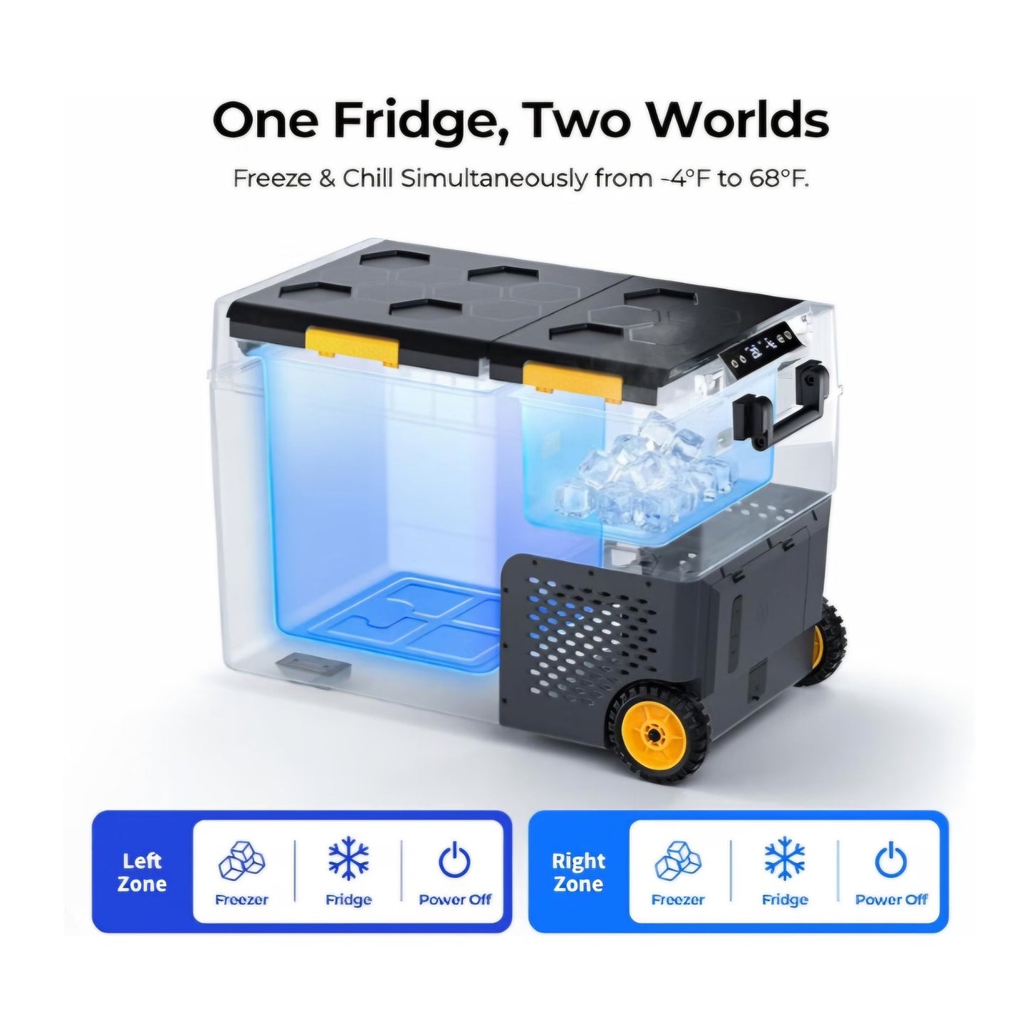 BougeRV 52 Quart Portable Fridge Freezer, 12 Volt Car Refrigerator, -4℉ to 68℉