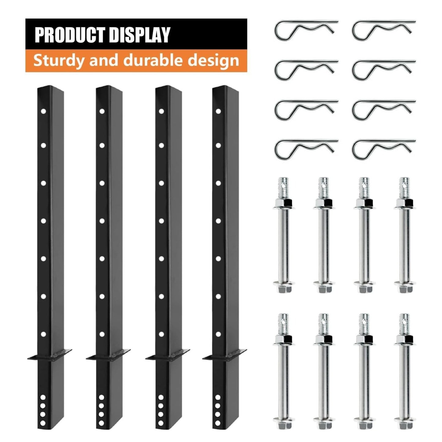 4Pack 54" C Channel Pipe Stake for Flatbed Trailer Hauler Adjustable Bolt-On Anti-Loss, 54 inch
