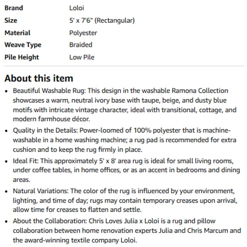 Loloi Chris Loves Julia Ramona Ivory/Multi 5'-0" x 7'-6" Accent Rug