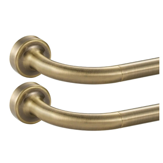2 Pack Antique Bronze Disc Curtain Rods, 48-84 Inches Window Curtain Rod,Adjustable Room Darkening Curtain Rod with Aluminum Finials and Brackets,Wrap Around Design