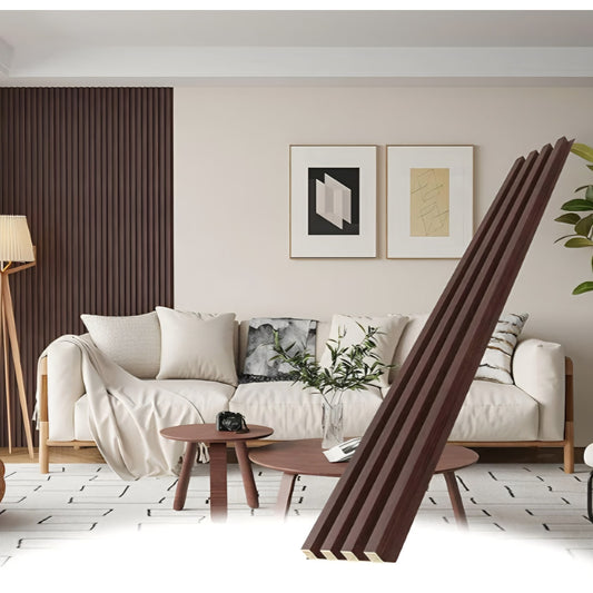 WPC Slat Wall Panels, 8 Pack Accent Decorative Acoustic Wood Slats for Wall and Ceilings, Walnut