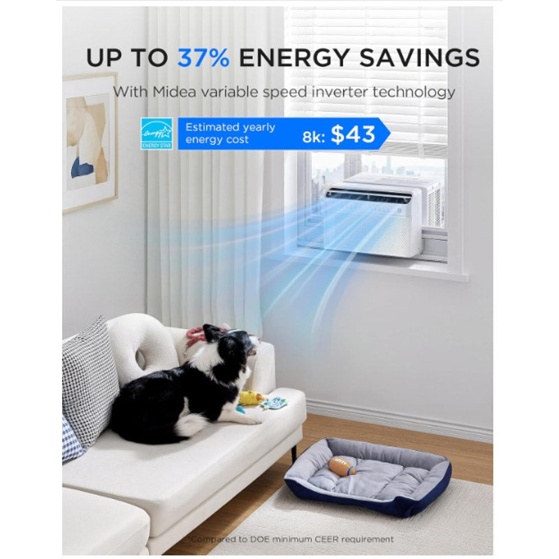 Midea 8,000 BTU U Shaped Window Air Conditioner, Cools up to 350 Sq Ft Ultra Quiet U-Shaped Design