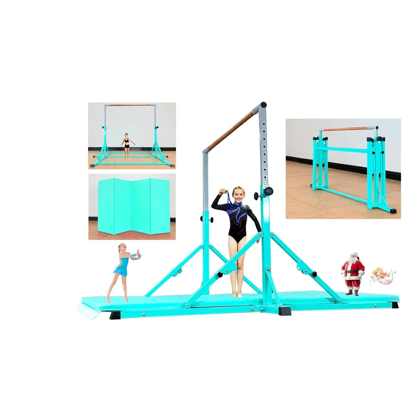 Gymnastic Bar for Kid and Teenage Ages 3-25, 5 FT / 6 FT Base Length, 5 FT / 6 FT Heigh