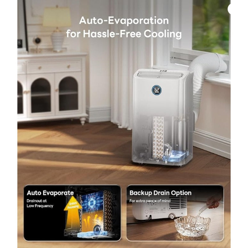 14,000 BTU Smart WiFi Portable Air Conditioner, Cools up to 700 Sq.Ft, Auto-Evaporation