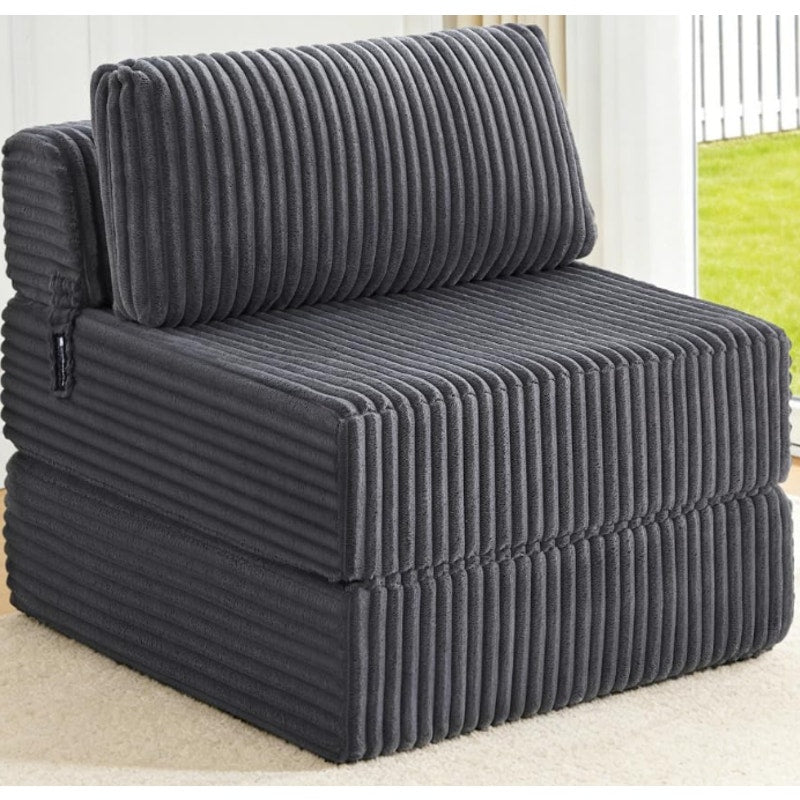Folding Sofa Bed Convertible 4 in 1 Sleeper Chair Gray Single Pocket Coils+Foam Fill Medium Support