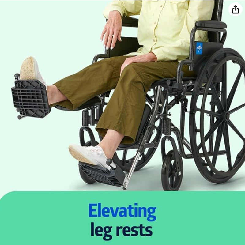 Medline Comfortable Folding Wheelchair with Swing-Back, Desk-Length Arms and Elevating Footrests