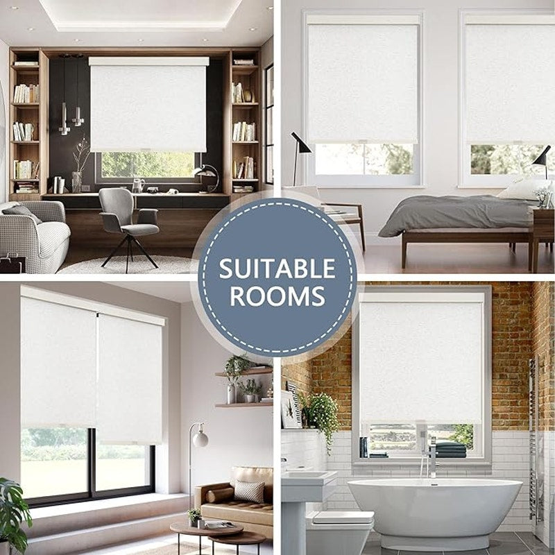 AOSKY Blackout Roller Shades Cordless Blinds for Windows, 71" W x 72" H, Linen Beige