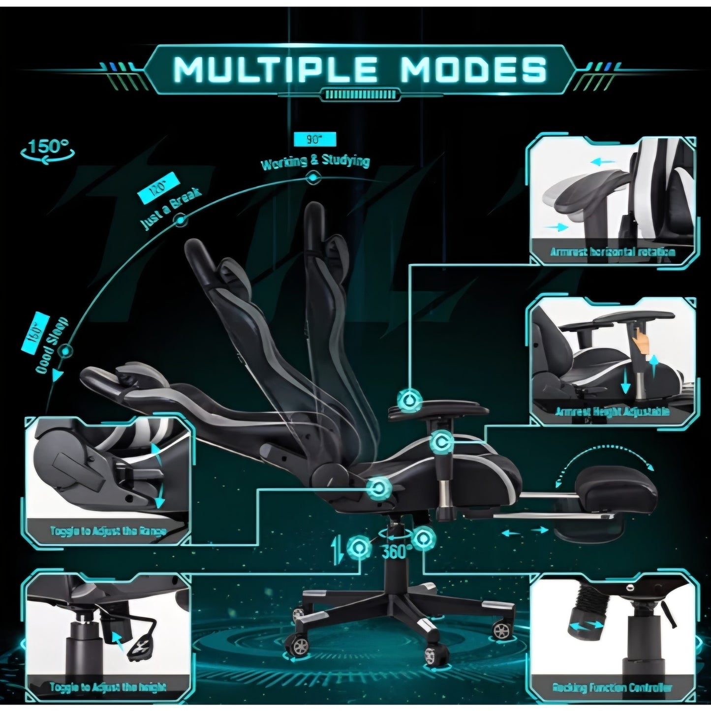 Gaming Chair High Back Ergonomic Computer Racing Chair Adjustable Office Chair