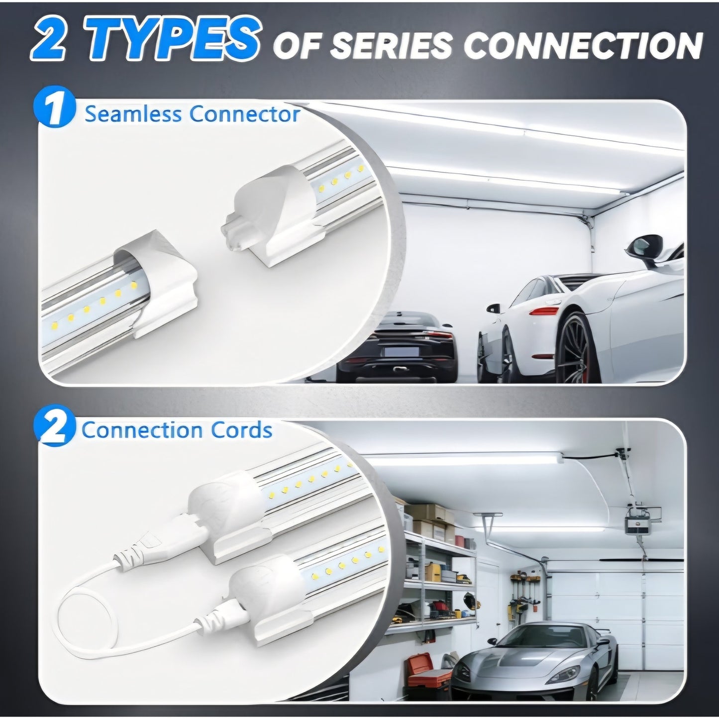 SHOPLED (10-Pack 8FT LED Shop Light, 120W 6500K Cool White, V-Shape, 19200LM High Output