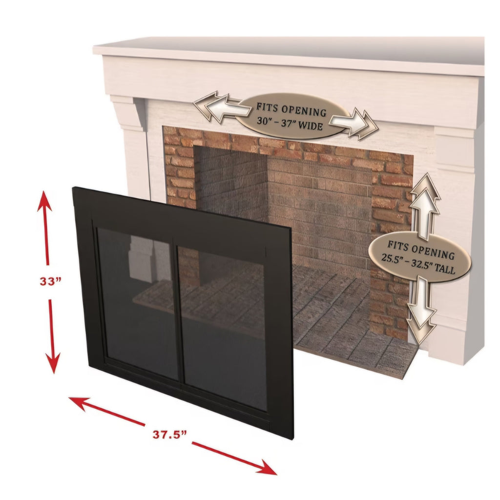 Fireplace screen Easton Medium Black