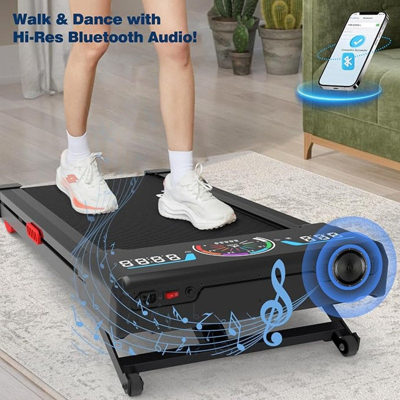 TRAILVIBER Walking Pad Treadmill with 12% 9-Level Auto Incline, 450 lbs Capacity RGB LED Screen