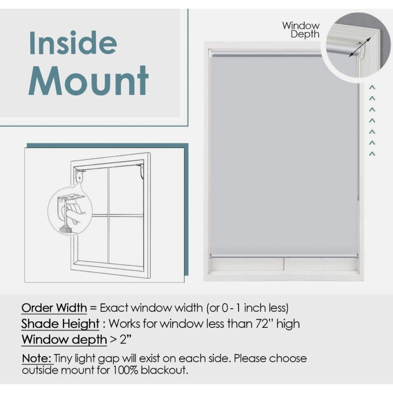 ChrisDowa 100% Blackout Roller Shade – Multiple Sizes – White Multiple sizes