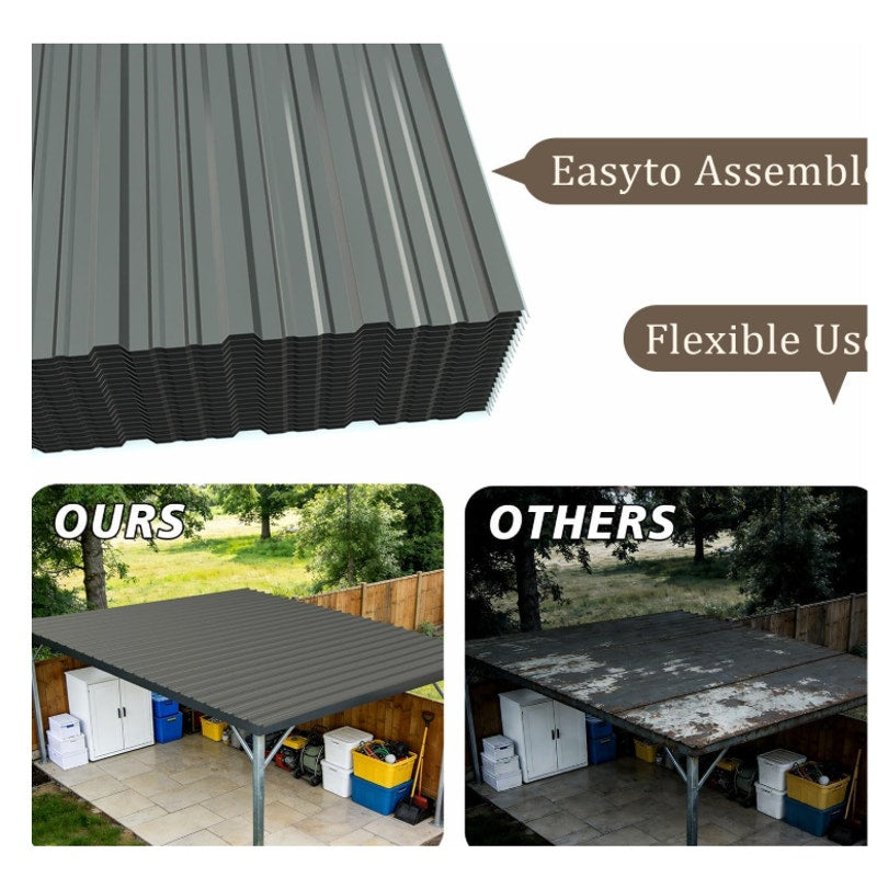 20 Pcs Metal Roofing Panels 67 Inch x 20 Inch, Corrugated Roof Panels in Galvanized Steel