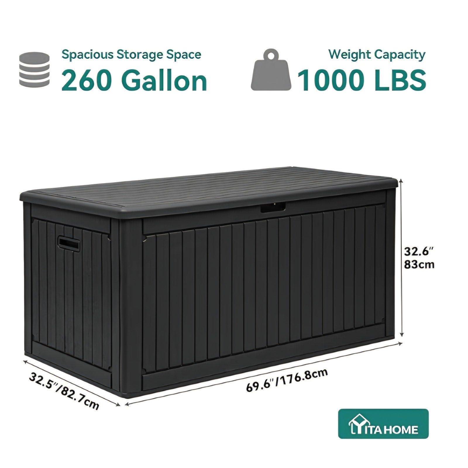 260 Gallon Double-Wall Deck Box with Divider & Side Handles