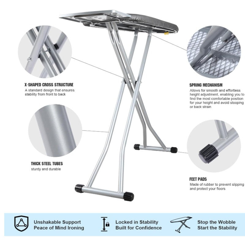 Ironing Board with Cover and Thicken Pad Height Adjustable Full Size Foldable