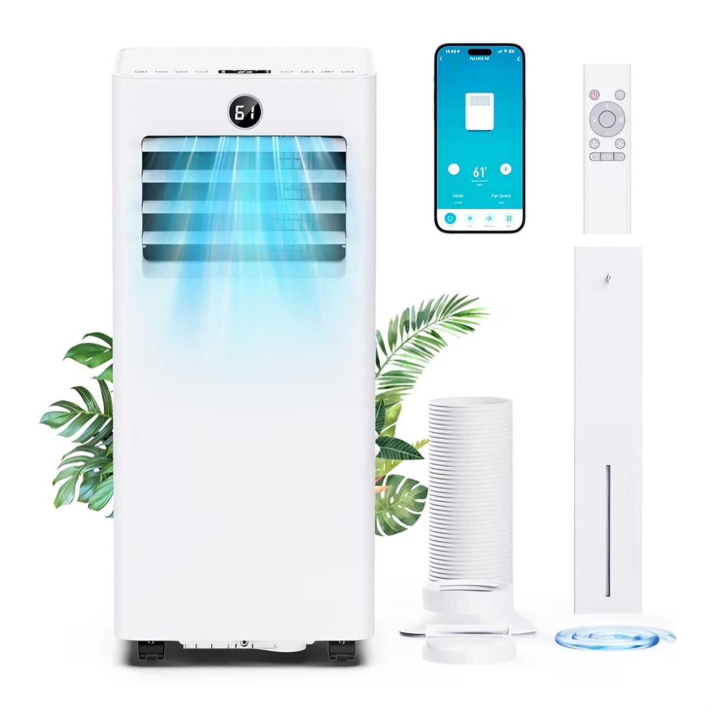 Portable Air Conditioners, 8000 BTU Quiet AC with WiFi/App Control, 24H Timer, Dehumidifier