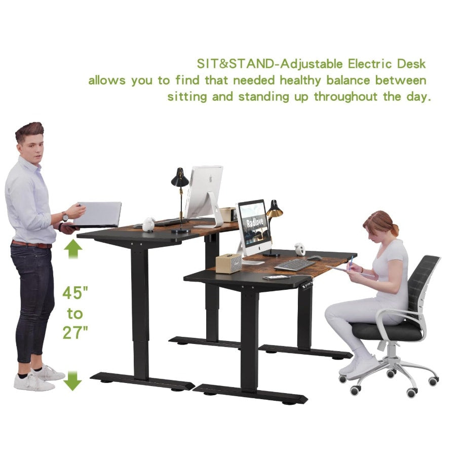 Radlove Electric Height Adjustable Standing Desk, 55 x 24 Inches Sit Stand up Workstation