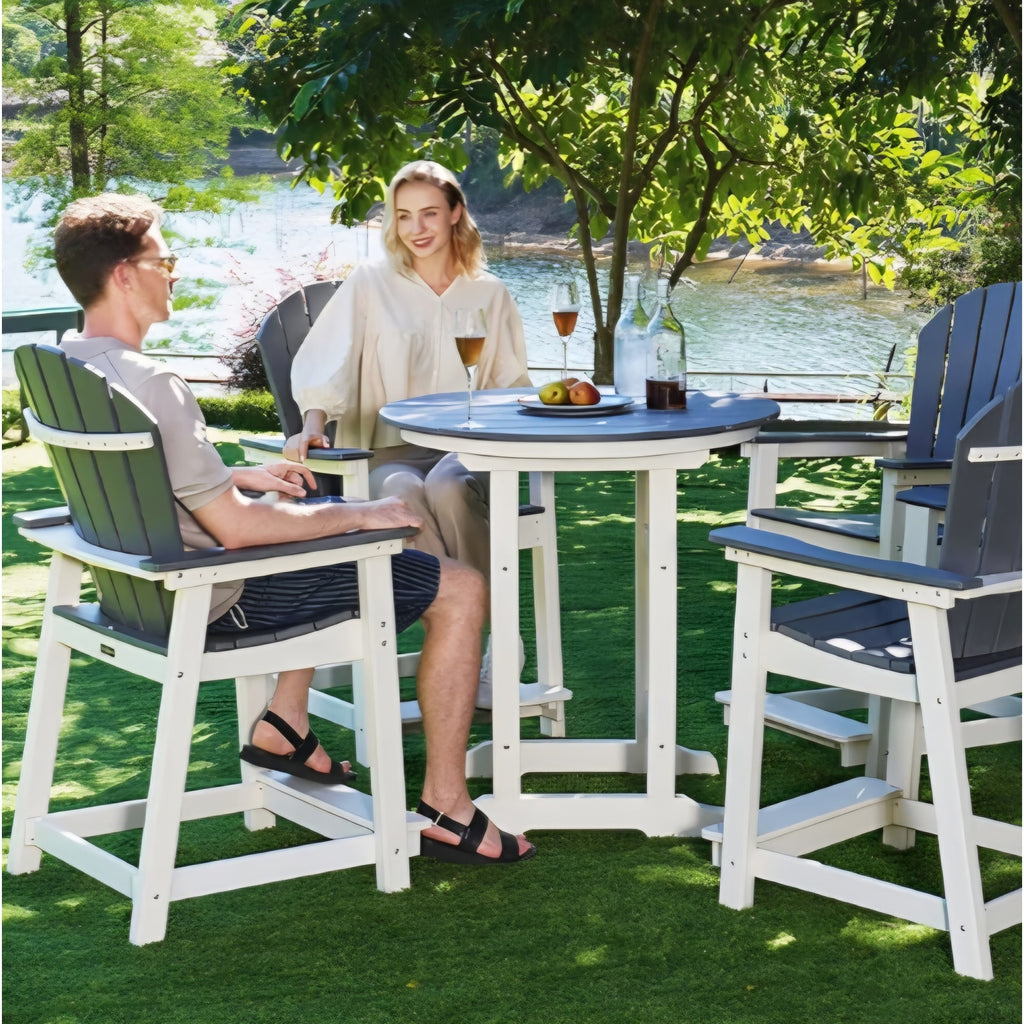 OTSUN Outdoor Bar Stool Chair, Patio Counter Stool with High Back, All-Weather Wooden Stool