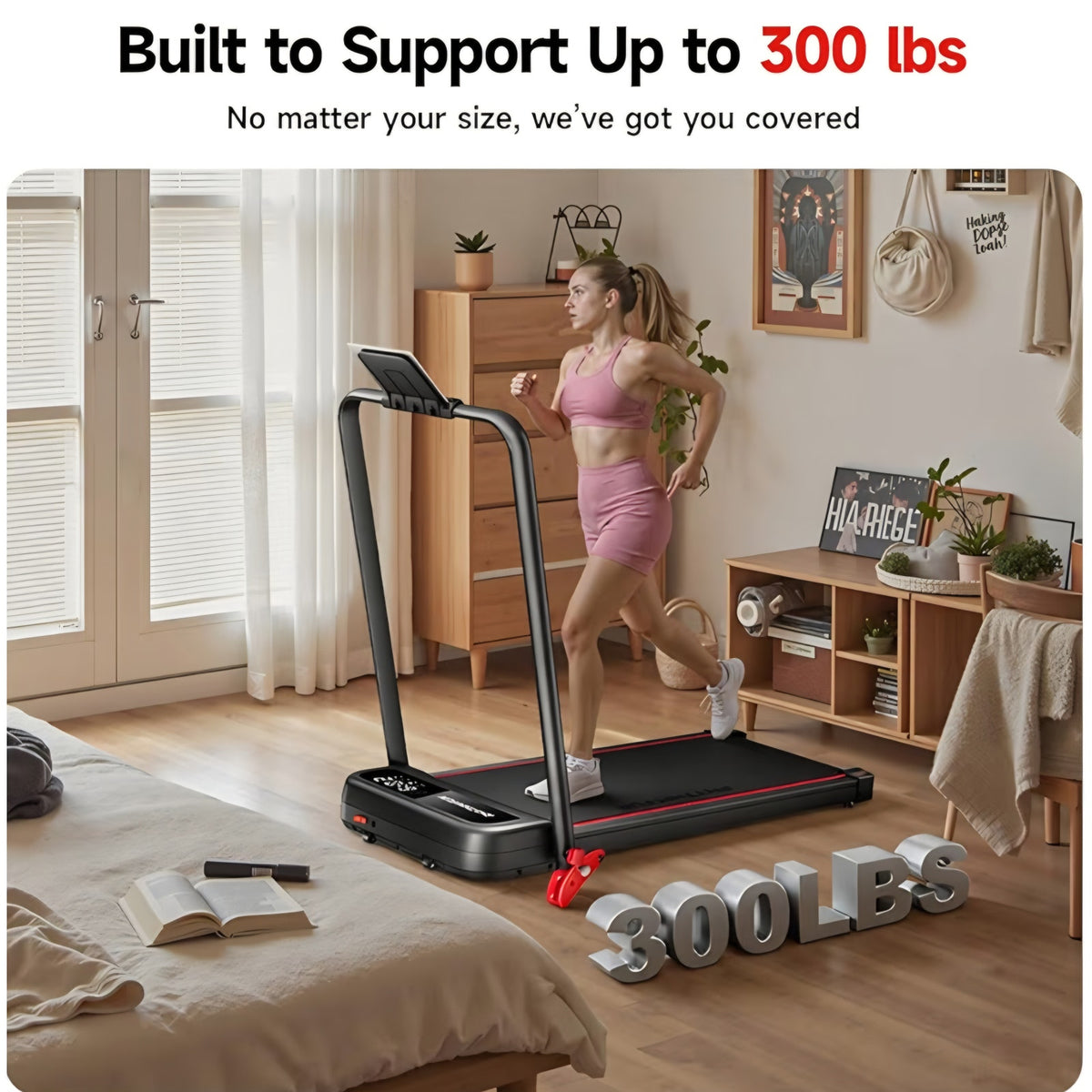 Treadmill with Incline, Walking Pad with Handle Bar,300lbs Walking Pad with APP