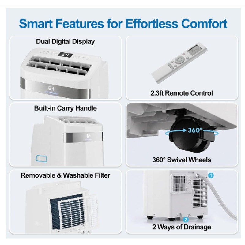UTHFY 14,000 BTU Portable Air Conditioners, 4-In-1 Portable AC Unit With Dehumidifier/Cool/Fan