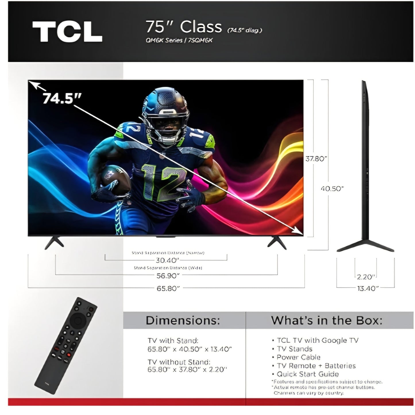 TCL 75 Inch Class QM6K Series | Mini LED QLED 4K HDR | 75QM6K, 2025 Model | 120HZ-144HZ