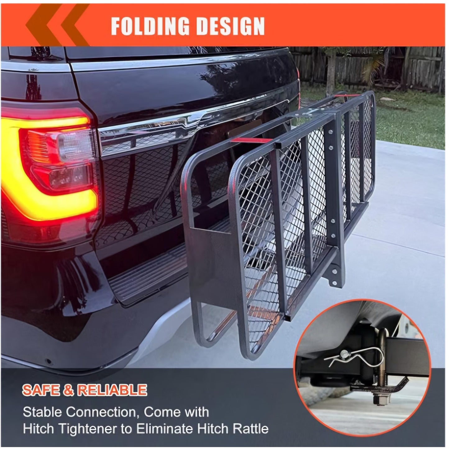 Hitch Mount Cargo Carrier Rack Basket 60"*20"*6"+Waterproof Bag 16 Cu.Ft.