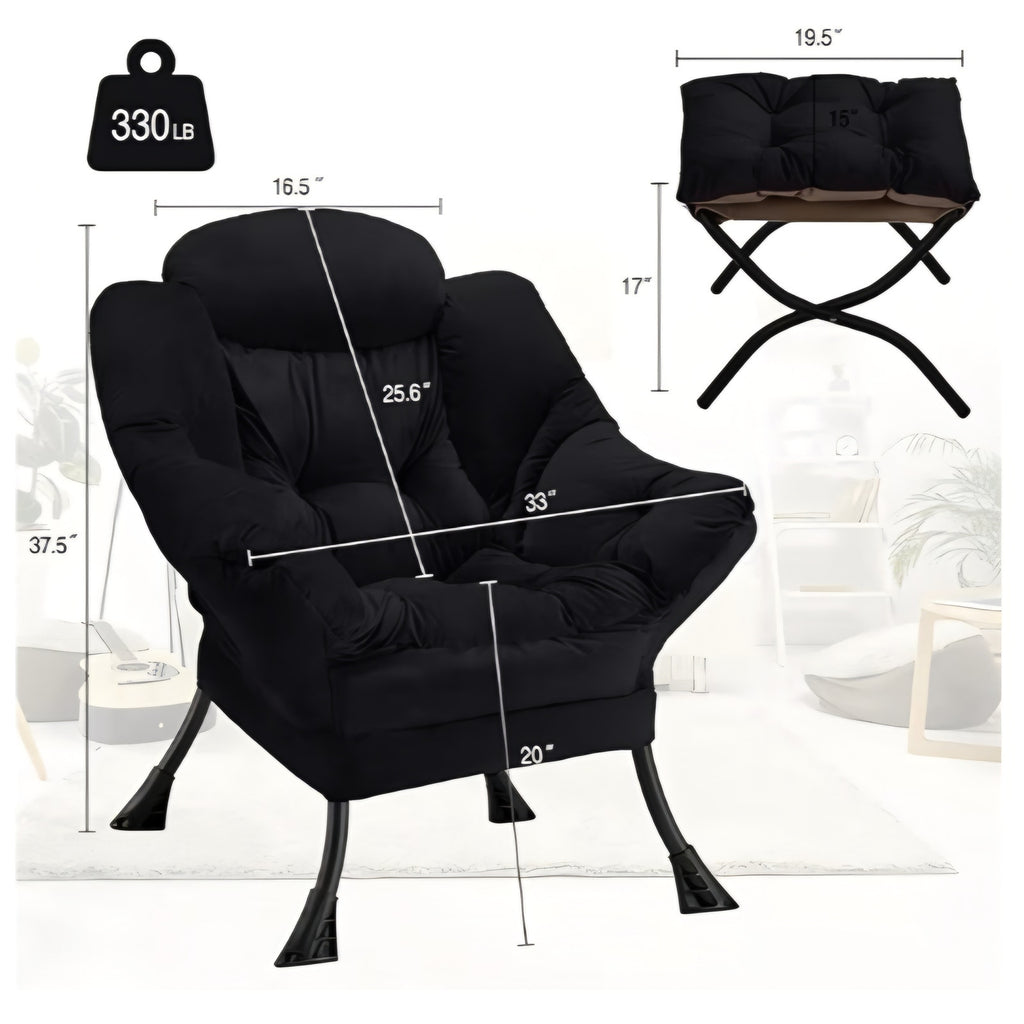 Lazy Chair with Folding Ottoman Modern Large Accent Chair
