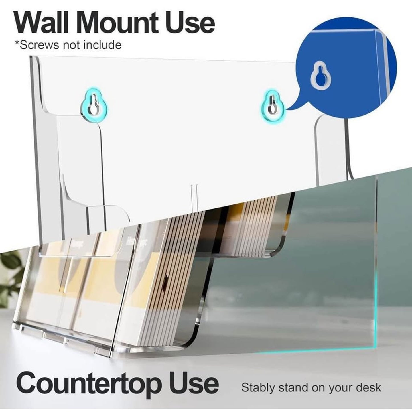 Hemsyc Brochure Holder 4 Tier 8.5 x 11 Brochure Display Stand with Removable Divider for 4 x 9 Acryl