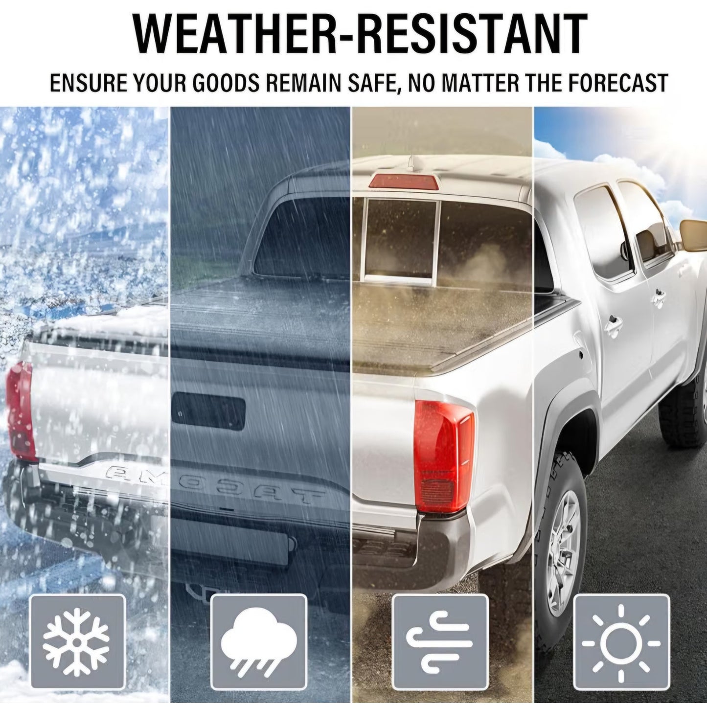 Quad-Fold Truck Bed Covers Fits 2016-2023 Toyota Tacoma 5ft Bed