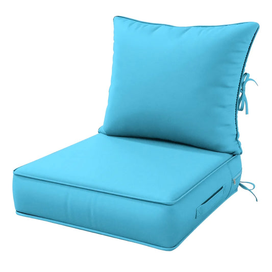 Outdoor Patio Chair Cushions Set 24 L X 24 W X 5 H Waterproof & Fade Resistant Deep Seat and Back