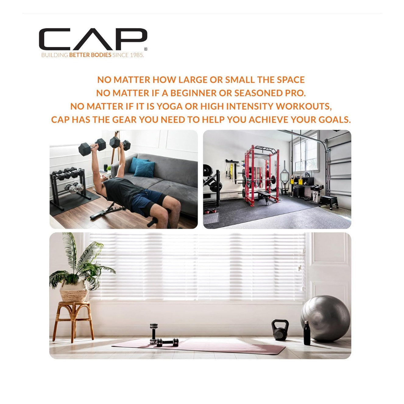 CAP Barbell Rubber Coated Dumbbell Weight Set with Vertical Rack | 150 lbs