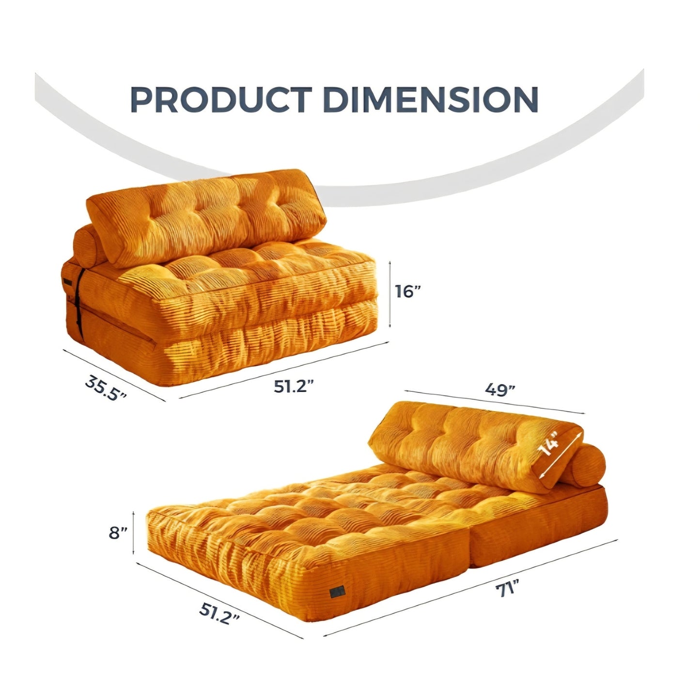 Folding Sofa Bed, Convertible Sleeper Chair with Pillow Foldable Matress with Back Support