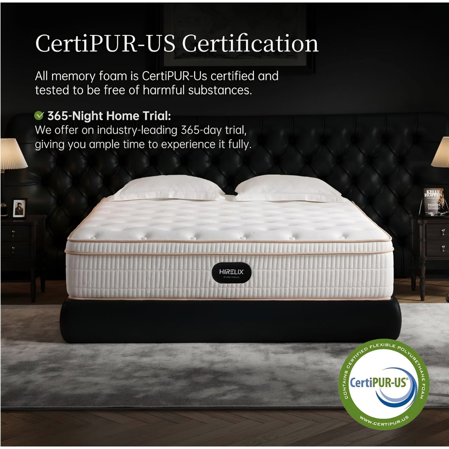 Queen 14 Inch Hirelix Hybrid Mattress, Cooling Gel Memory Foam, Pressure Relief,