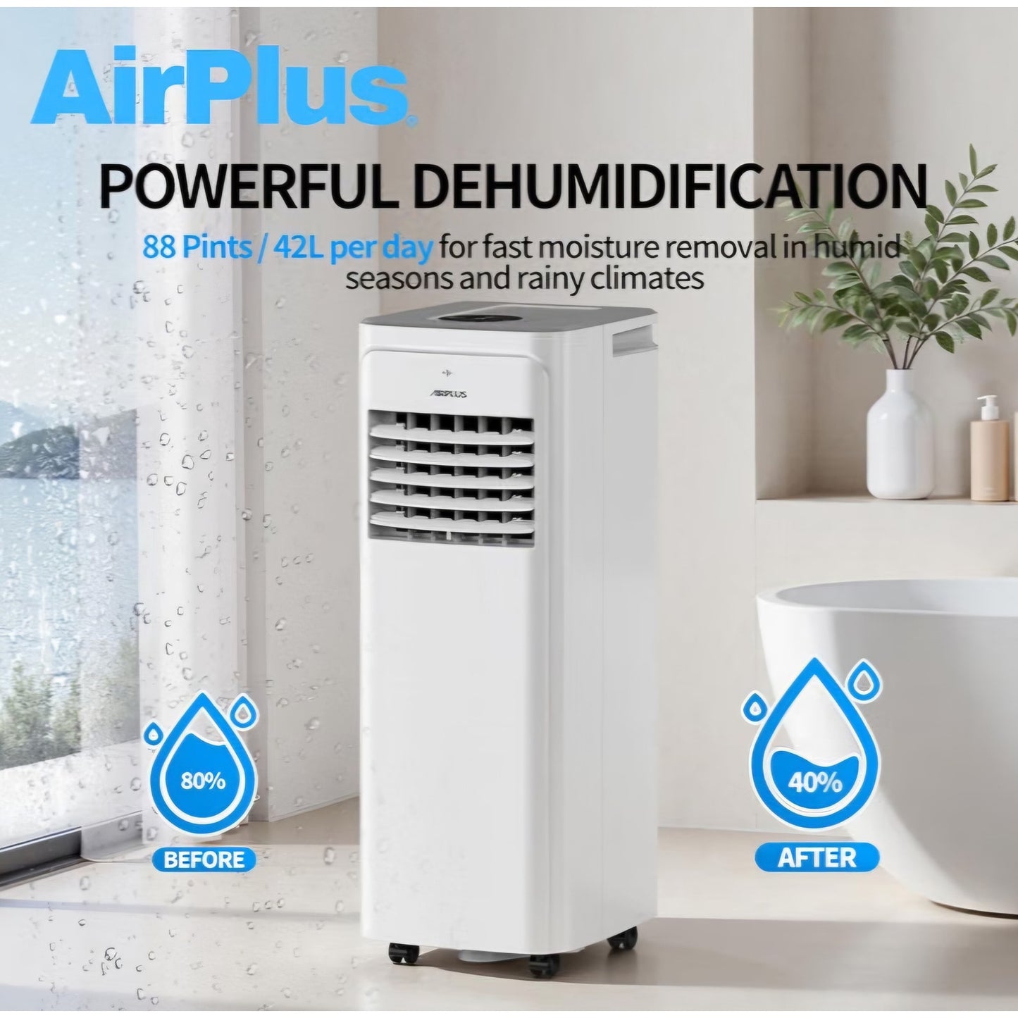 AIRPLUS 2026 Upgraded Portable Air Conditioner 12000 BTU with Heat, 4-in-1 AC Unit, Cooling