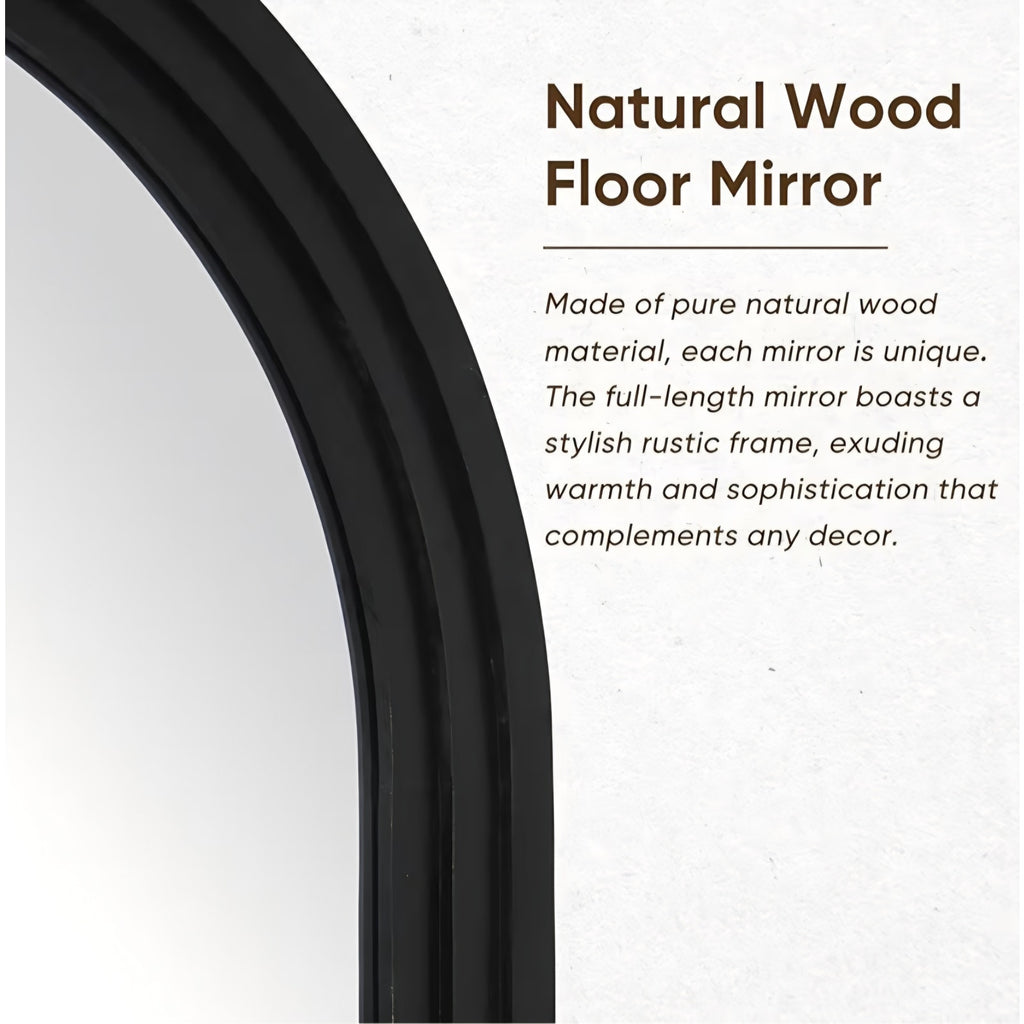 Full Length Mirror, 76"x33" Wooden Mirror Full Length with Stand Wood Floor Mirror