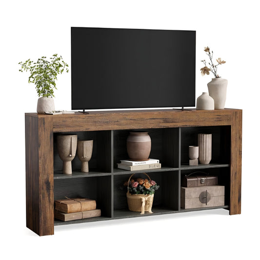 TV Stand with Storage, 63-Inch Entertainment Center with Shelves, Console for Television up to 65