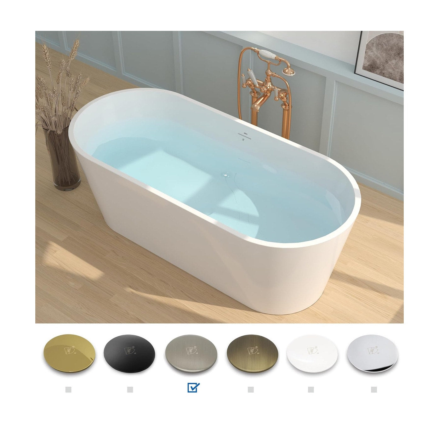 FerdY 67" Shangri-La Elite, Acrylic Freestanding Bathtub