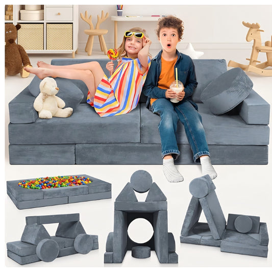 Lunix LX15 14pcs Modular Kids Play Couch, Child Sectional Sofa, Fortplay Bedroom and Playroom
