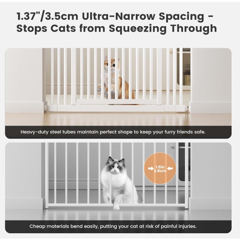 Extra Tall Cat Gate 51"-87" Height Adjustable  Mounted 4 Extensions 51"-87" height & 27.56"-37"