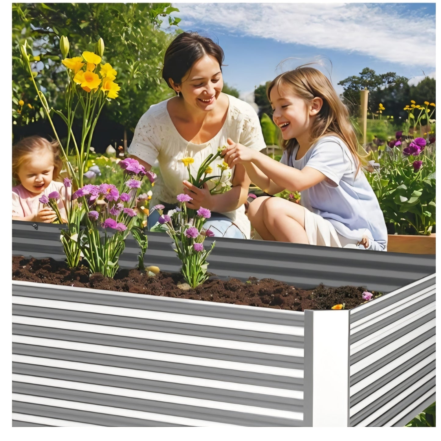 BTDVR 3 Pcs 8×4ft Galvanized Raised Garden Bed Outdoor, Metal Raised Beds for Vegetables,
