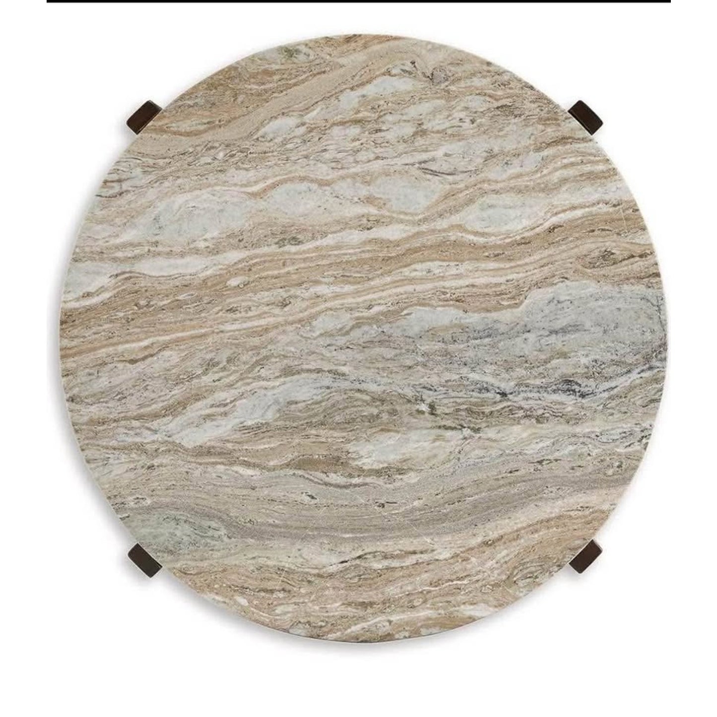 Signature Design by Ashley Tanidore Casual Solid Mango Wood Coffee Table with Marble Top, Dark Brown